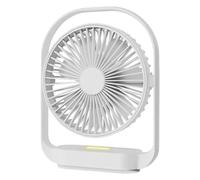 Giwnhvx Ventilatore da scrivania USB con luce notturna ventilatore da tavolo elettrico ricaricabile ventilatore da tavolo per camera da letto ufficio - bianco