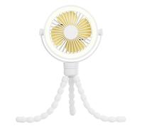Giwnhvx Ventilatore per passeggino ricaricabile portatile bianco con clip a forma di polpo luce notturna mini ventilatore portatile