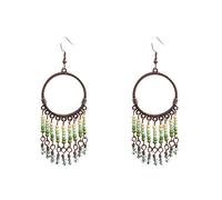 Giwnhvx Women'S - Orecchini rotondi in lega etnica di boemia con perle vintage estate goccia orecchini vacanza spiaggia verde