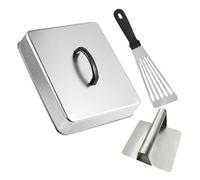 Giwuence Coperto per Piastra | Copertura Rettangolare Resistente - Cupola in Acciaio Inossidabile per Piastra con Pressa per Carne e Spatola - per BBQ Cucina Interna Esterna Alimenti Verdure