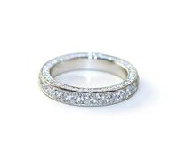 Gixaxak Anello Eternity in argento Sterling 925 con zirconia cubica, impilabile, bianco, trasparente, anello Eternity, per anniversario, matrimonio, fidanzamento, misura 6-10, 6, Argento sterling