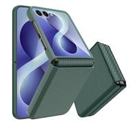 Giyer Custodia per Samsung Galaxy Z Flip 8, con pellicola protettiva per lo schermo, protezione con cerniere, texture antiscivolo, in policarbonato rigido, resistente agli urti, verde