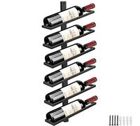 Giyiprpi Scaffale portabottiglie in metallo nero a parete, Portabottiglie Vino da Parete Scaffale Vini, Portabottiglie per Vino Rosso per la Casa Cucina Bar Decorazione (B6)