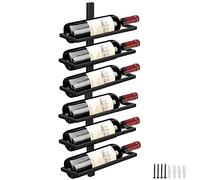 Giyiprpi Scaffale portabottiglie in metallo nero a parete, Portabottiglie Vino da Parete Scaffale Vini, Portabottiglie per Vino Rosso per la Casa Cucina Bar Decorazione (A6)