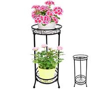 Giyiprpi Supporto per piante in metallo, supporto per vaso di fiori a 2 piani, stand pianta sgabello fiore per interni ed esterni, supporto per esposizione per fioriera soggiorno balcone giardino