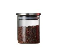 GIYXHU 2 contenitori in vetro con coperchio in acciaio inox, barattoli di spezie in, serbatoio stoccaggio, chicchi caffè, frutta secca, for alimenti, accessori da cucina(65x80mm)