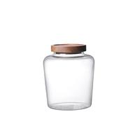 GIYXHU 2 pezzi Bottiglie di stoccaggio da cucina Barattolo vetro Contenitore ermetico Grani Tè Chicchi caffè Caramelle Barattoli frutta secca Contenitori con coperchio in legno for alimenti(1.5L)