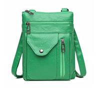 GIYXHU Borsa a tracolla in morbida pelle da donna, borsa for cellulare, a strati, postino, monospalla, portafoglio con staccabile(B Green)