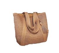 GIYXHU Borsa Paglia Donna Borse di paglia di grande capacità for le donne Borsa di paglia casual Borsa a mano for le vacanze Borse a tracolla retrò for la spiaggia(Brown)