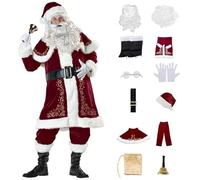GIYXHU Costume Da Babbo Natale Costume da Babbo Natale Deluxe Set Donna Uomo Adulto Velluto Fantasia Festa di Cosplay(3XL,Men)