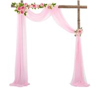 GIYXHU Tessuto per Drappeggio dell'Arco Nuziale 1 pz 75X600 CM Arco di Nozze Drappeggio Tessuto Chiffon Drappo Panneggio Sheer Sfondo Reception Swag Cerimonia Decor(Pink)