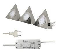 Giza 3er Set Trasformatore LED Acciaio Lampada Base Triangolo Faretto 4000K 3x1, [EEK: F]