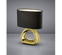 GIZEH LAMPADA TAVOLO BASE CERAMICA ORO C/FORO PARALUME NERO INTERNO BIANCO H. 34,5CM L. 24CM ATTACCO E27