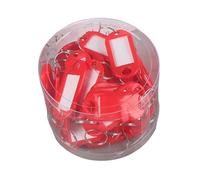 GizmoSynth 50 targhette portachiavi in plastica per portachiavi, targhette identificative, bagagli, nome identificativo, portachiavi con anelli divisi, portachiavi, Rosso, S