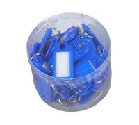 GizmoSynth 50 targhette portachiavi in plastica per portachiavi, targhette identificative, bagagli, nome identificativo, portachiavi con anelli divisi, portachiavi, Blu, S