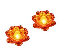 GizmoSynth Set di 2 mini lampade da tavolo a forma di loto rosso, alimentate a batteria, 11,7 cm di larghezza x 5,1 cm di altezza, funzionamento a batteria, ideale per soggiorno, camera da letto