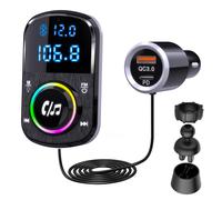 GizmoVine Bluetooth Coche, Transmisor FM, Soporte Manos Libres/QC3.0 y PD Cargad