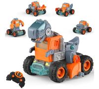 GizmoVine Dinosauro Giocattolo, Dinosauro Telecomandato, 17 Pezzi 1 in 5 Camion Dino Trasformabile Fatto a Mano, Materiale ABS Resistente, Macchina Regalo per Bambini 3 4 5 6 7 8 Anni Compleanno