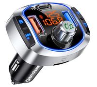 GizmoVine Trasmettitore FM Bluetooth Auto 5.4, Adattatore 81W per Autoradio | Ricarica Rapida PD 45W e QC3.0 36W, BASS, Vivavoce, Assistente Vocale, USB 64GB/TF 32GB, Display Tensione, CVC, 12V/24V