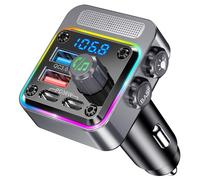 Gizmovine Trasmettitore FM Bluetooth per Auto,5.3 Adattatore Bluetooth Auto,Auto Rafforzamento del Basso,Caricatore Auto Accendisigari PD 36W QC 18W,Microfoni Riduzione del Rumore