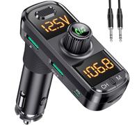 Gizmovine Trasmettitore FM Bluetooth per Auto,Adattatore Bluetooth Auto,Rafforzamento del Basso,USB PD 18W+QC 18W,Auto Accendisigari Audio Radio con Microfoni,Car Kit Chiamata Vivavoce