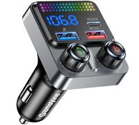 GizmoVine Trasmettitore FM per Auto, 48W Adattatore Bluetooth 5.4, 3 Porte Ricar
