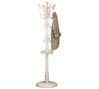 GIZNXBA Appendiabiti da Terra in Legno, Attaccapanni Ingresso Appendiabiti con 14 Ganci, Vassoio Portaoggetti, Base Stabile per Ingresso da Ingresso per L'home Office (Color : Ivory White, Size : A)