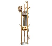 GIZNXBA Appendiabiti da Terra Moderno in Metallo, Attaccapanni Ingresso, Appendiabiti Rotante con Ripiano, 3 Ripiani E 9 Ganci, Appendiabiti Angolare per Cappelli Appesi (Color : Gold+/White)