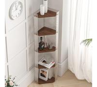 GIZNXBA Libreria Angolare Acrilico Scaffale Libreria Alto Pavimento In Piedi Libreria Organizzatore Di Stoccaggio D'angolo, Pianta Moderna Stand Per Soggiorno, Bagno, Cucina(/Brown,5-Tier)