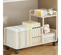 GIZNXBA Libreria Moderna Scaffale Libreria Carrelli Per Ufficio Con Ruote Portaoggetti Autoportante Con Ruote Bloccabili Per Soggiorno, Camera Da Letto, Ufficio A Casa(/White-50cm,2 Tier)