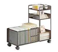 GIZNXBA Libreria Moderna Scaffale Libreria Carrelli Per Ufficio Con Ruote Portaoggetti Autoportante Con Ruote Bloccabili Per Soggiorno, Camera Da Letto, Ufficio A Casa(/Black-60cm,3 Tier)
