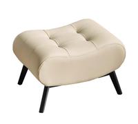GIZNXBA Poggiapiedi Ottomano Rettangolare Con Gambe In Metallo Pouf Ottomano Con Seduta Imbottita In Pelle Sgabello Impilabile Per Scarpe Per Ingresso, Ufficio, Camera Da Letto(Beige,40CM)
