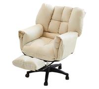 GIZNXBA Sedia Da Ufficio Imbottita Poltrone Reclinabili Ergonomiche Con Ruote Sedia Da Gioco Per Computer Executive Sedie Da Lavoro Regolabili Con Supporto Lombare(Beige,With foot rest)