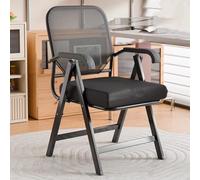 GIZNXBA Sedia Da Ufficio Pieghevole Con Braccioli Sedia Da Scrivania Pieghevole Ergonomica In Rete Sedie Per Riunioni Con Struttura In Metallo Sedie Da Sala Conferenze Impilabili(Black A)