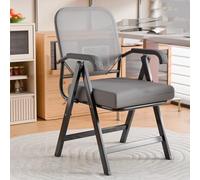 GIZNXBA Sedia Da Ufficio Pieghevole Con Braccioli Sedia Da Scrivania Pieghevole Ergonomica In Rete Sedie Per Riunioni Con Struttura In Metallo Sedie Da Sala Conferenze Impilabili(Grey A)