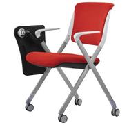 GIZNXBA Sedia Da Ufficio Pieghevole Con Ruote Sedia Impilabile Da Reception E Riunione Per Studenti Sedie Ergonomiche Con Schienale In Rete Per Sala Conferenze, Casa, Ufficio, Feste(Red B,2pcs)