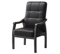 GIZNXBA Sedie Da Ufficio Con Supporto Per La Schiena Moderna Sedia Da Conferenza In Pelle Poltrone Ergonomiche Con Gambe In Legno Per Soggiorno, Camera Da Letto E Reception(Black,D)