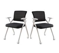 GIZNXBA Sedie Pieghevoli Per Studenti Con Ruote Sedia Da Ufficio Pieghevole Con Scrivania Incorporata Sedia Ergonomica Con Braccioli Sedie Da Ufficio Con Supporto Lombare Impilabili(Black A,2pcs)