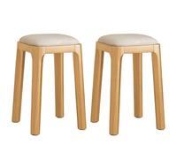GIZNXBA Sgabelli Da Cucina Imbottiti Impilabili Sgabelli Da Toeletta In Pelle Sedia Da Pranzo Moderna Imbottita Sgabello Impilabile Per Cambiare Le Scarpe Per La Cucina(Natural A,Set Of 2)