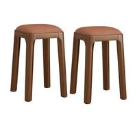 GIZNXBA Sgabelli Da Cucina Imbottiti Impilabili Sgabelli Da Toeletta In Pelle Sedia Da Pranzo Moderna Imbottita Sgabello Impilabile Per Cambiare Le Scarpe Per La Cucina(Walnut B,Set Of 2)