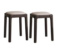 GIZNXBA Sgabelli Da Cucina Imbottiti Impilabili Sgabelli Da Toeletta In Pelle Sedia Da Pranzo Moderna Imbottita Sgabello Impilabile Per Cambiare Le Scarpe Per La Cucina(Black B,Set Of 2)