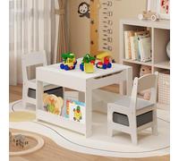 Gizoon Set 4 in 1 con tavolo e sedia per attività per bambini, con ripiano rimovibile, tavolo e sedie per disegnare, giocare, studiare, mangiare, nella stanza dei giochi, nella stanza dei bambini e