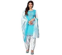 GJ Fashion Abito da donna in crêpe stile punjabi indiano Patiala Salwar con Dupatta per le donne pronto da indossare, L, Turchese ,23, XX-Large