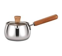 GJ Pentola in acciaio inossidabile, mini pentola scaldaburro/caffè/latte, pentola con beccuccio e manico in legno for chef e baristi.(A,14cm)