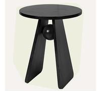 GJ Tavolino rotondo, tavolino laterale in legno moderno da fattoria, for piccoli spazi, ufficio, soggiorno, camera da letto, mobili decorativi, marrone rustico e nero(B)