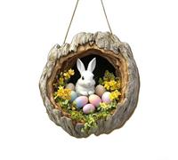 GJ831-008 - Coniglietto pasquale, decorazione primaverile in acrilico con elementi in legno, per interni e festività stagionali