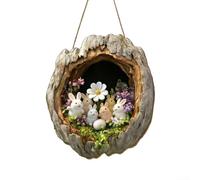 GJ831-009 - Coniglietto pasquale, decorazione primaverile in acrilico con elementi in legno, per interni e festività stagionali