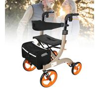 GJBMXSM Deambulatore E Sedia da Trasporto 2 in 1 per Anziani, Sedia a Rotelle Pieghevole, Deambulatore Rollator Leggero in Alluminio con Maniglia Regolabile, capacità Carico 220 Libbre Champagne