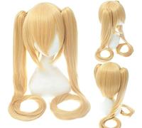 GJBXP 120Cm Hatsune Miku Parrucca cosplay sintetica Dritto bianco blu Capelli anime Costume di Halloween Parrucche da donna con doppia clip Coda di cavallo 01