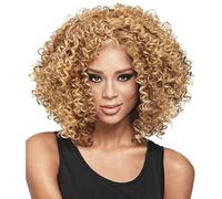 GJBXP Afro Corto nero marrone ricci Parrucche Cosplay Bob Resistente al calore Fibra sintetica Capelli bicolore Reale naturale per donne 16 Pollici D